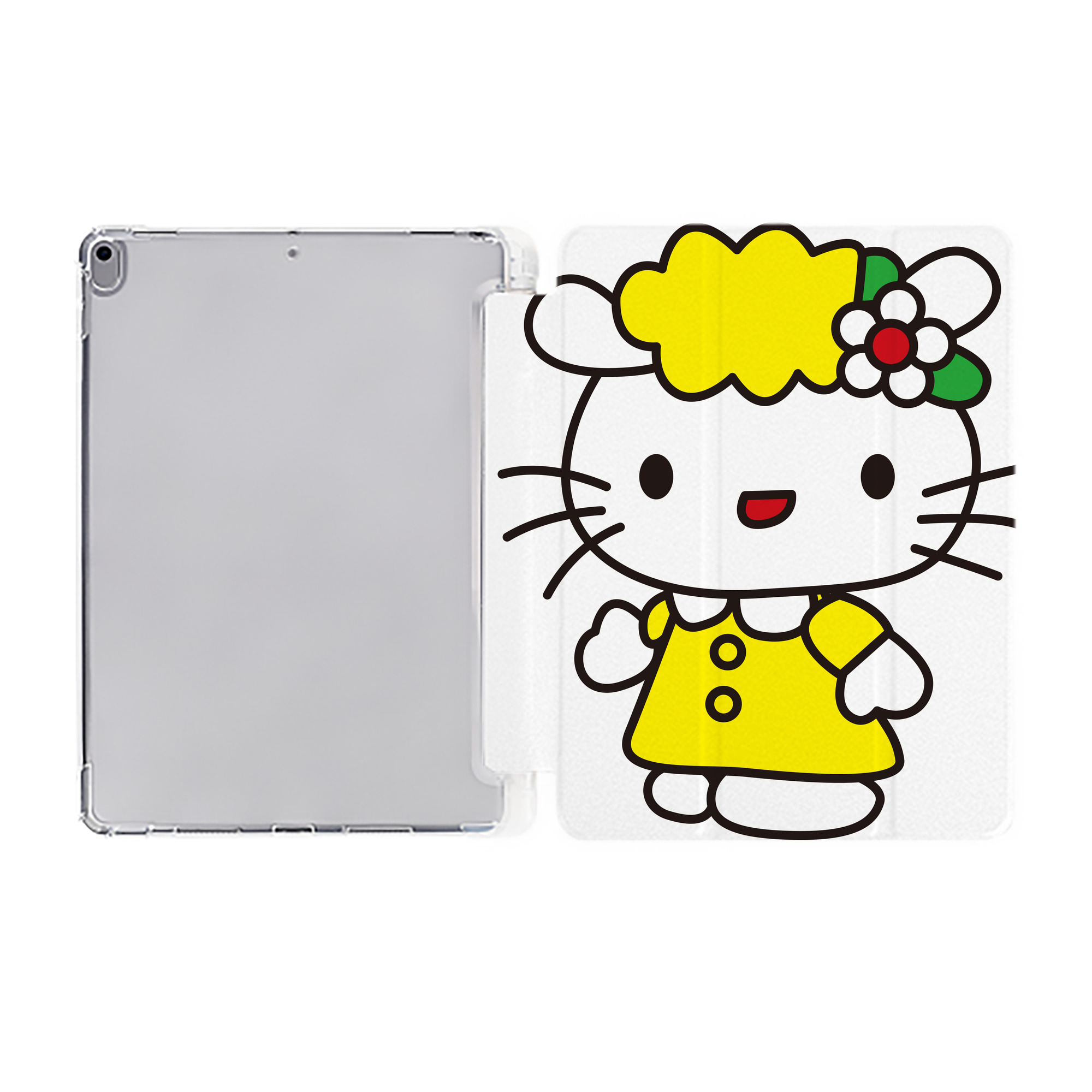 （画像用） Hello Kitty ハローキティ IPad ケース ペン収納付き 三つ折りスタンド PUレザー×シリコン 対応機種9.5/10.5/10.9インチ